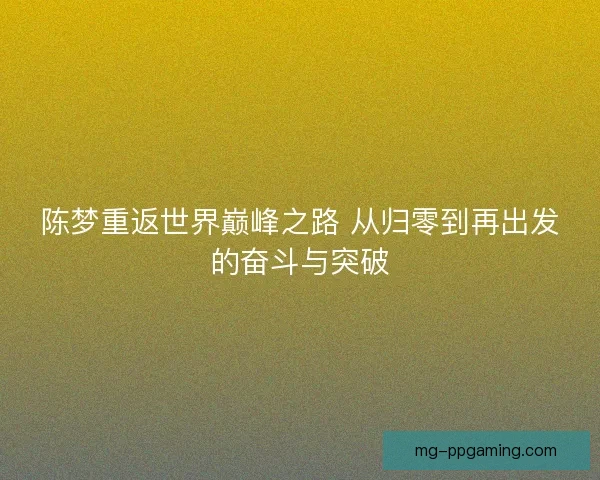 陈梦重返世界巅峰之路 从归零到再出发的奋斗与突破
